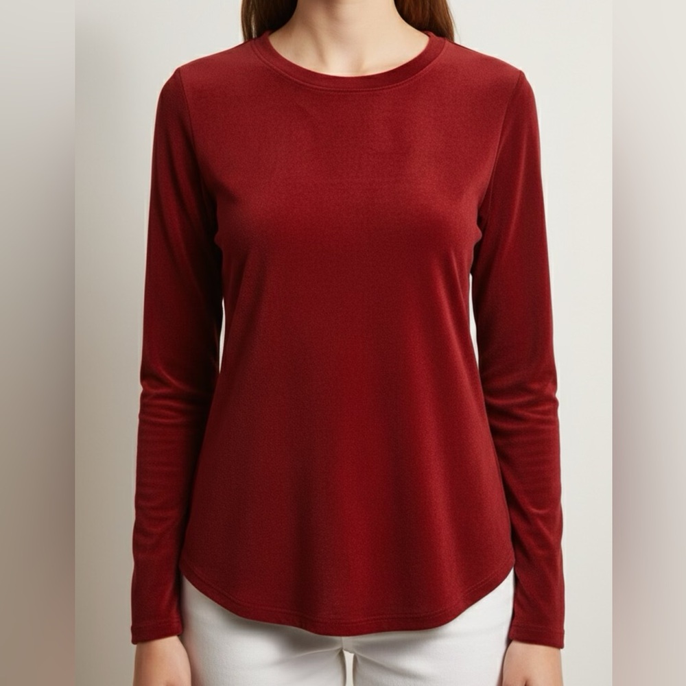 Cuddl Duds Climate Right Rich Burgundy Long Sleeve pajama top